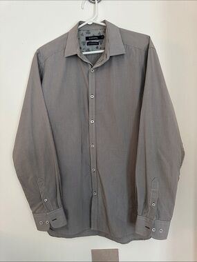Kangol Men's Dress Shirt Checkered Long Sleeve 100% Cotton